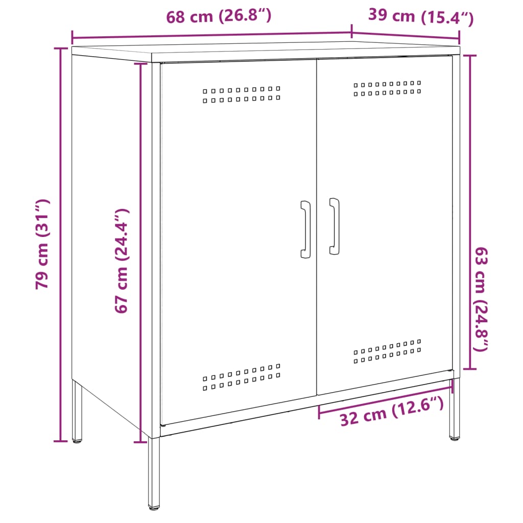 vidaXL Sideboard Mustard Yellow 68x39x79 cm Steel