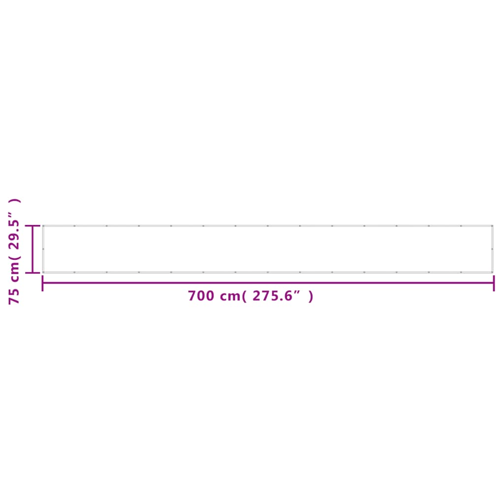 vidaXL Balcony Screen White 75x700 cm 100% Polyester Oxford