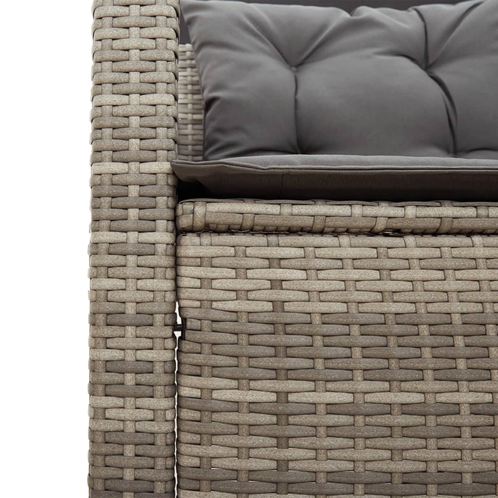 vidaXL Garden Sofa with Table and Cushions L-Shaped Grey Poly Rattan