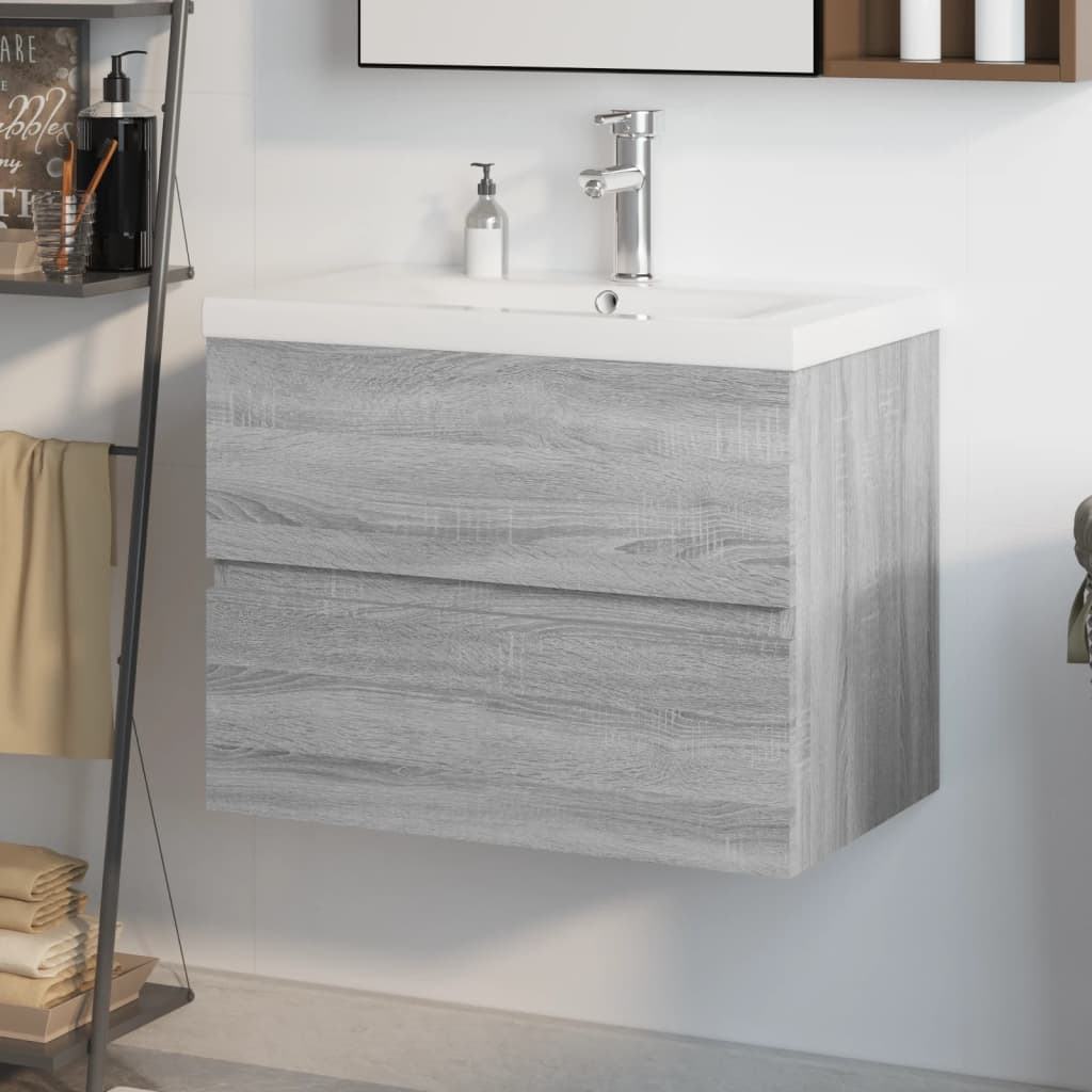 vidaXL Sink Cabinet with Built-in Basin Grey Sonoma Engineered Wood