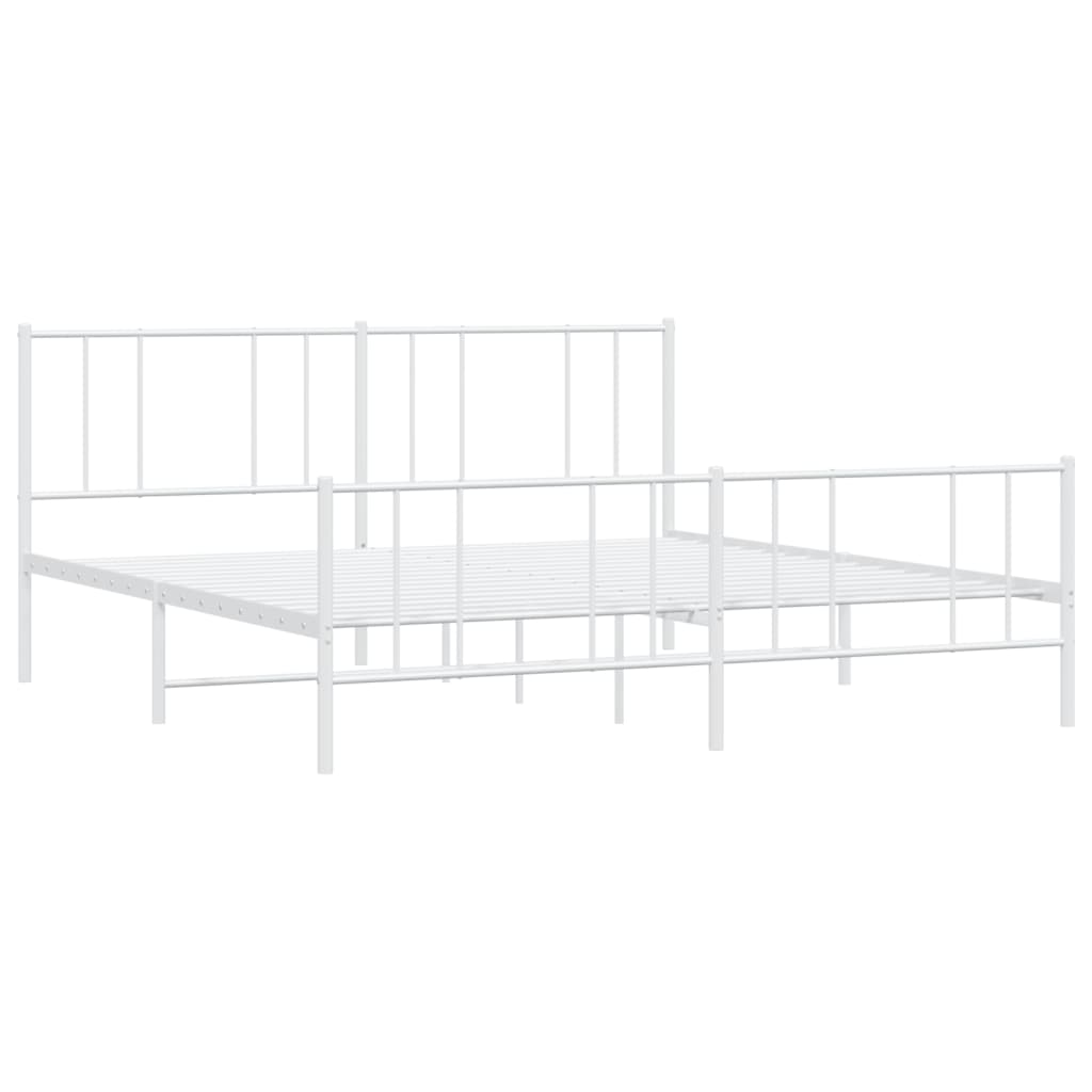 vidaXL Metal Bed Frame without Mattress with Footboard White 183x213 cm