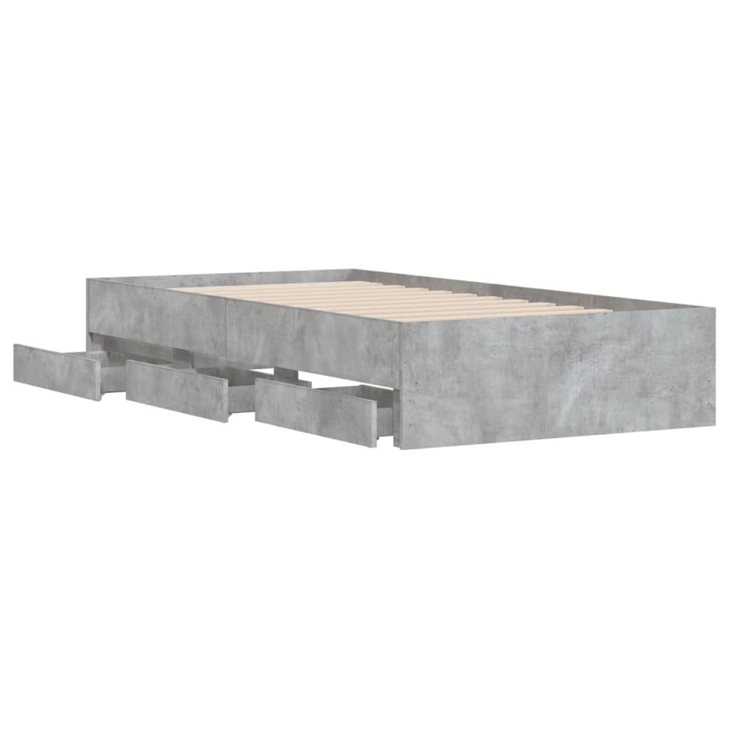 vidaXL Bed Frame with Drawers without Mattress Concrete Grey 100x200 cm