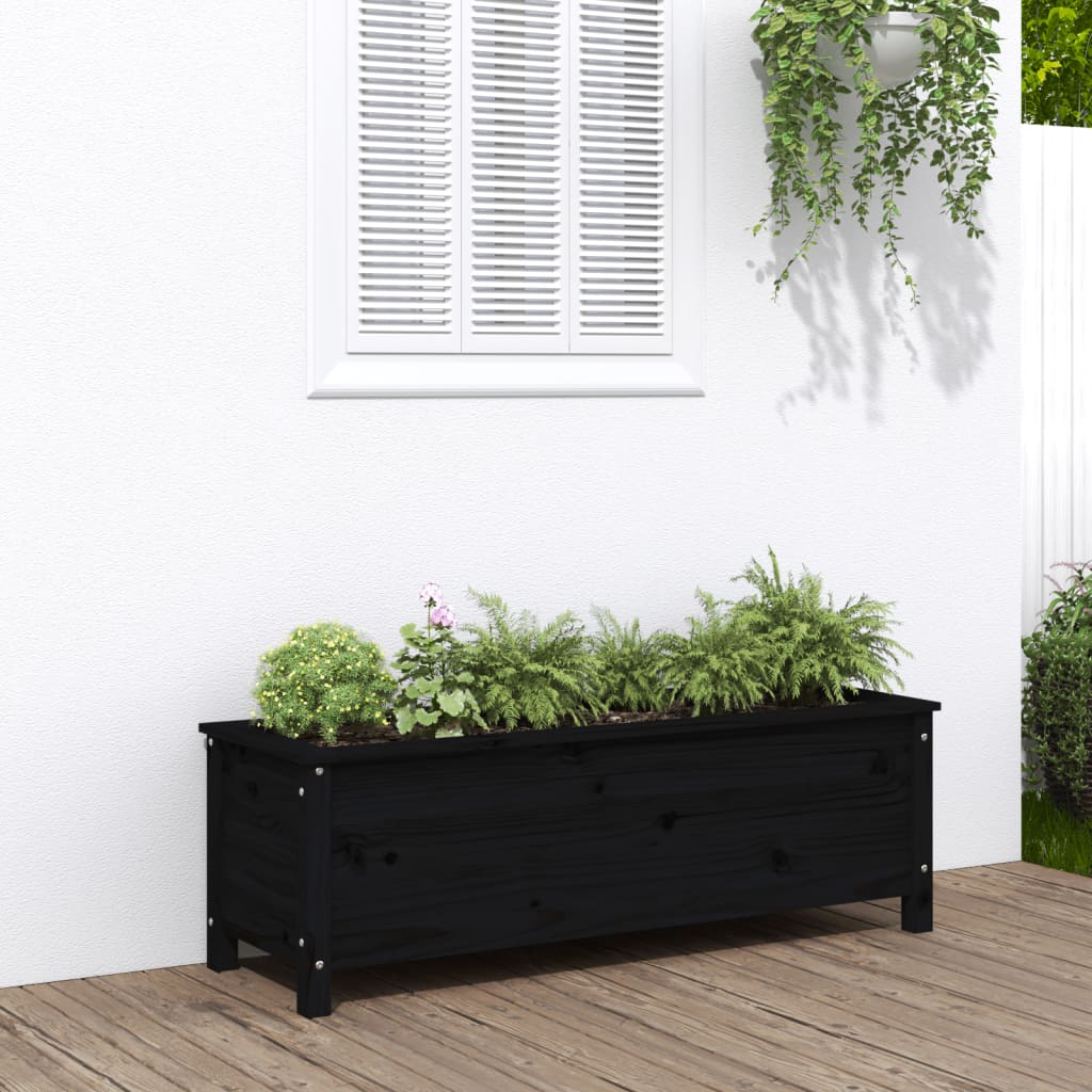 vidaXL Garden Raised Bed Black 119.5x40x39 cm Solid Wood Pine