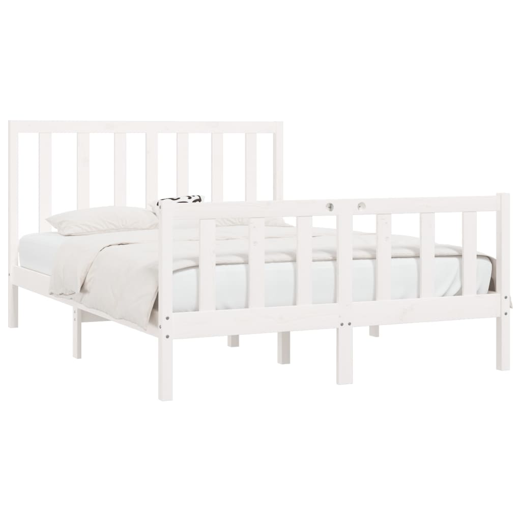 vidaXL Bed Frame without Mattress White 140x190 cm Solid Wood