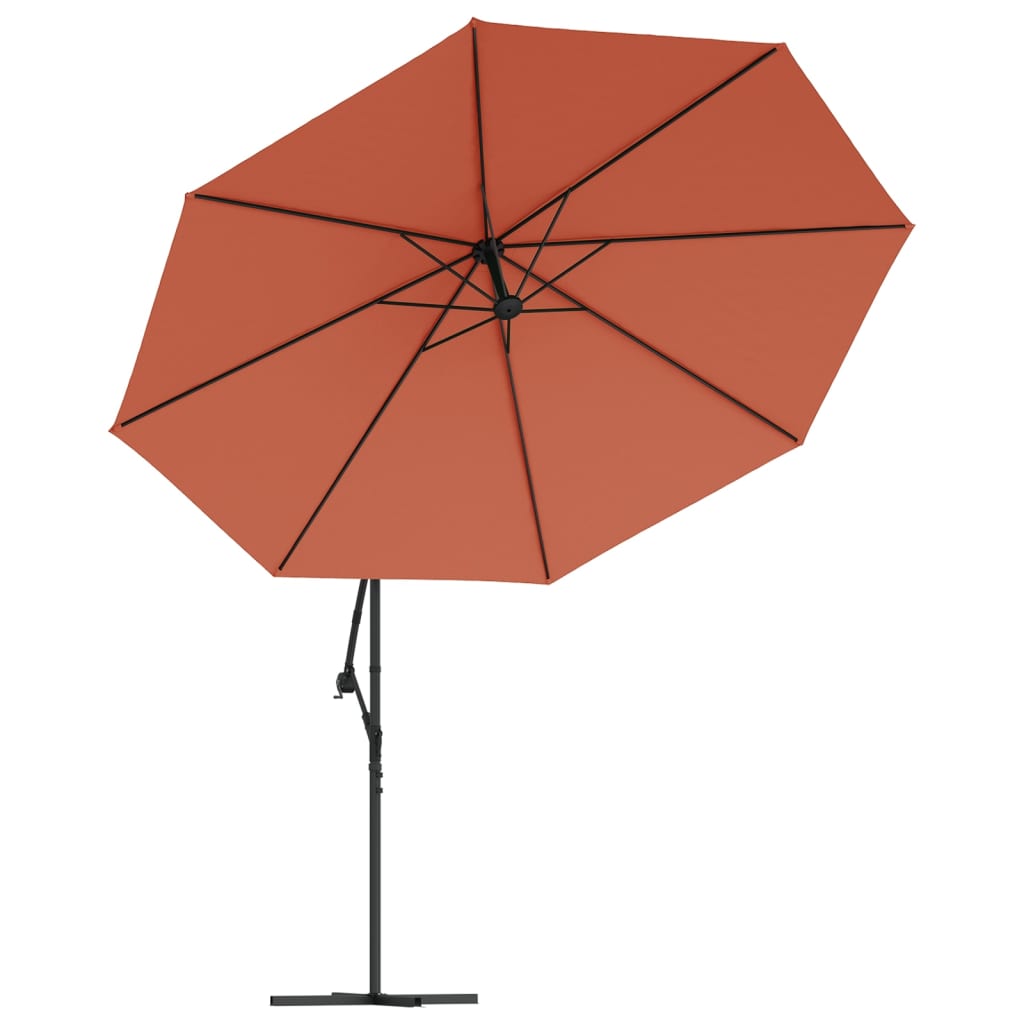 vidaXL Cantilever Garden Parasol with LED Lights Terracotta 350 cm