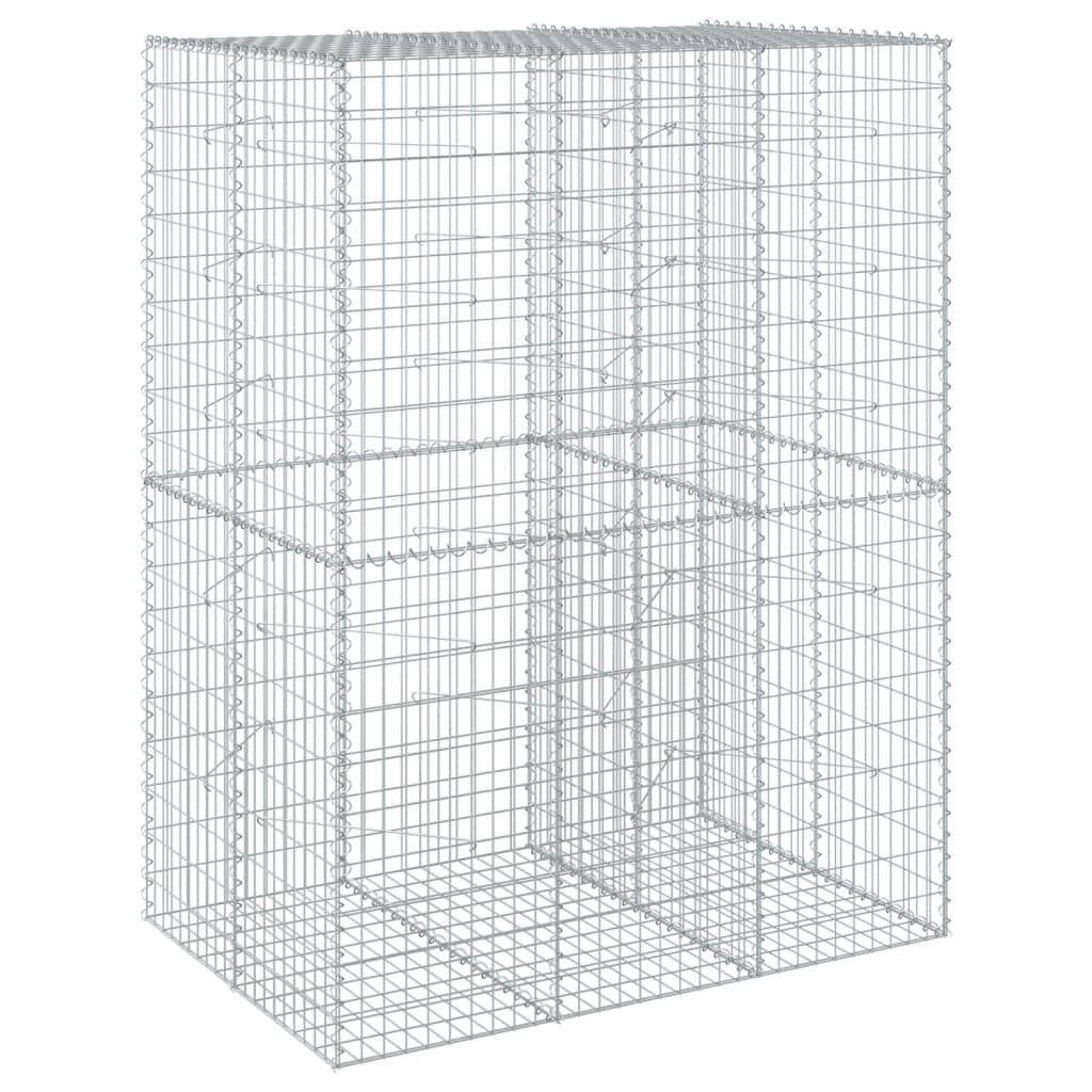 vidaXL Gabion Basket with Cover 150x100x200 cm Galvanised Iron