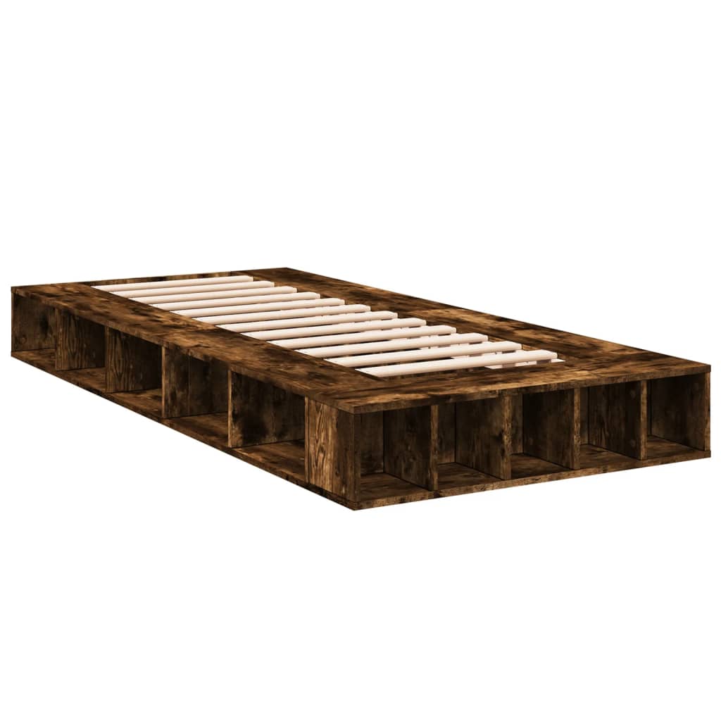 vidaXL Bed Frame without Mattress Smoked Oak 75x190 cm Small Single