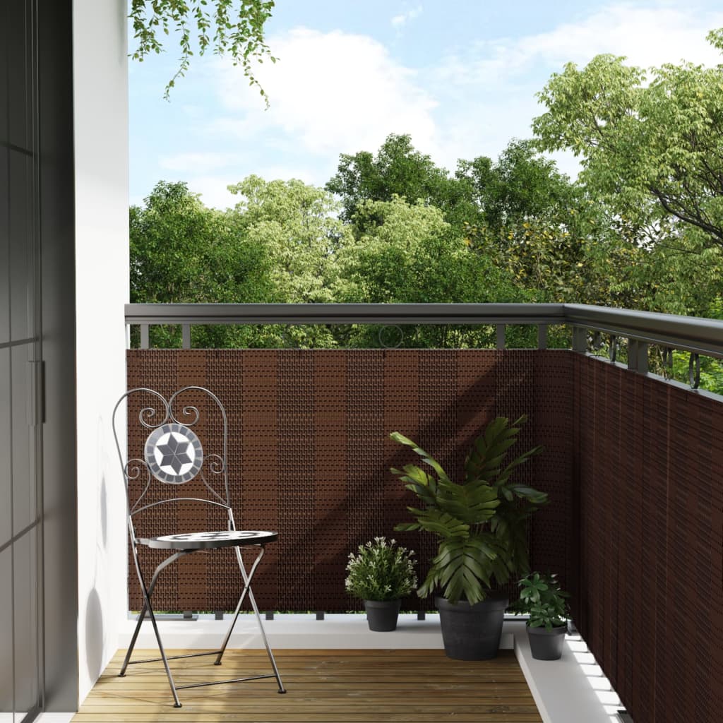 vidaXL Balcony Screen Brown and Black 300x100 cm Poly Rattan