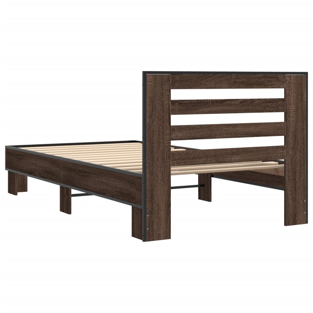 vidaXL Bed Frame without Mattress Brown Oak 75x190 cm Small Single