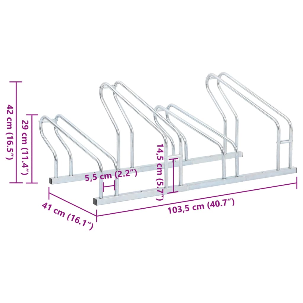 vidaXL Bicycle Stand for 4 Bikes Floor Freestanding Galvanised Steel