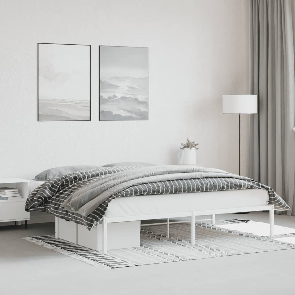 vidaXL Metal Bed Frame White 180x200 cm Super King Size