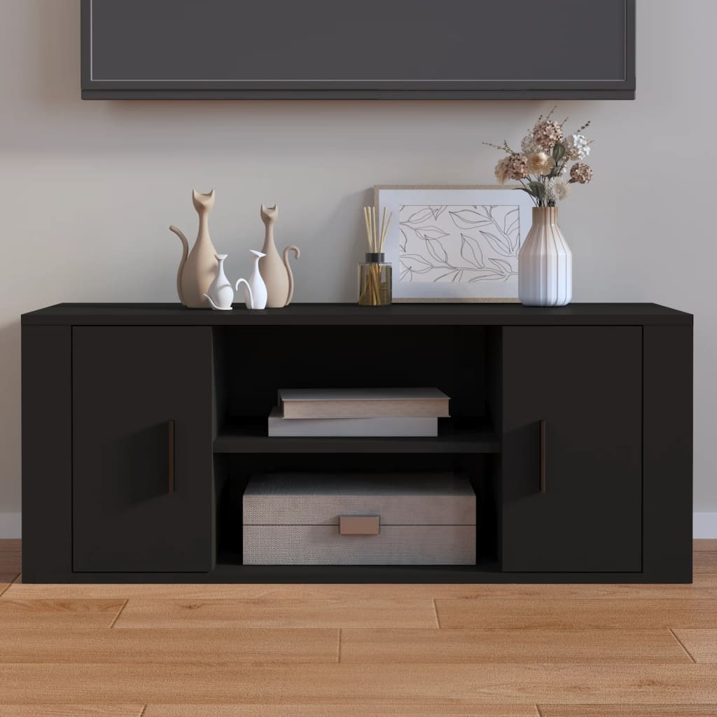 vidaXL TV Cabinet Black 100x35x40 cm Engineered Wood