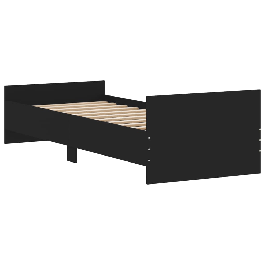 vidaXL Bed Frame without Mattress Black 75x190 cm Small Single Engineered Wood