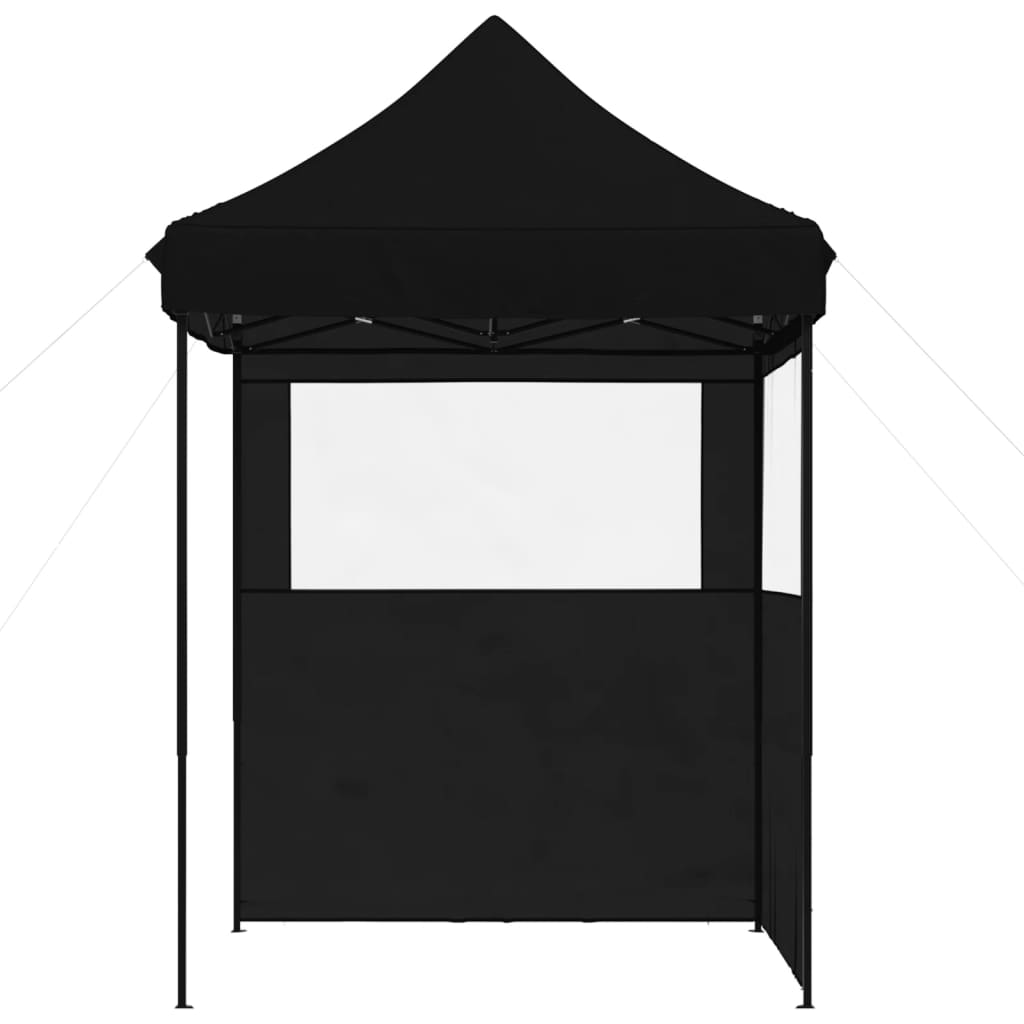 vidaXL Foldable Party Tent Pop-Up with 2 Sidewalls Black