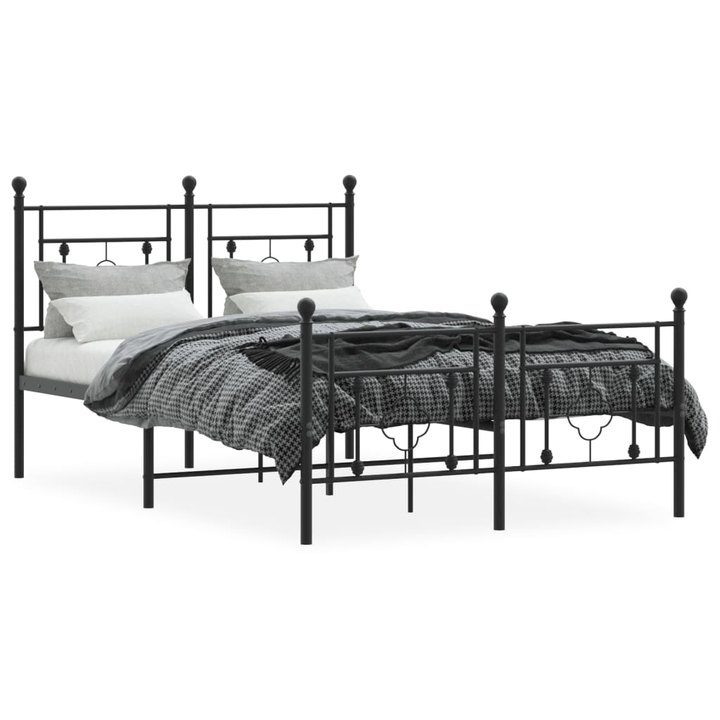 vidaXL Metal Bed Frame without Mattress with Footboard Black 120x200 cm