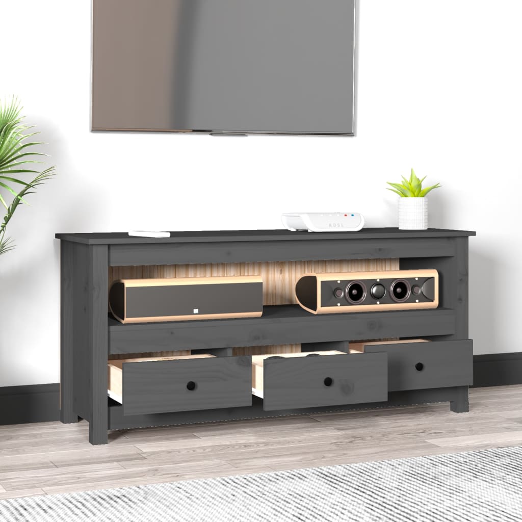 vidaXL TV Cabinet Grey 114x35x52 cm Solid Wood Pine