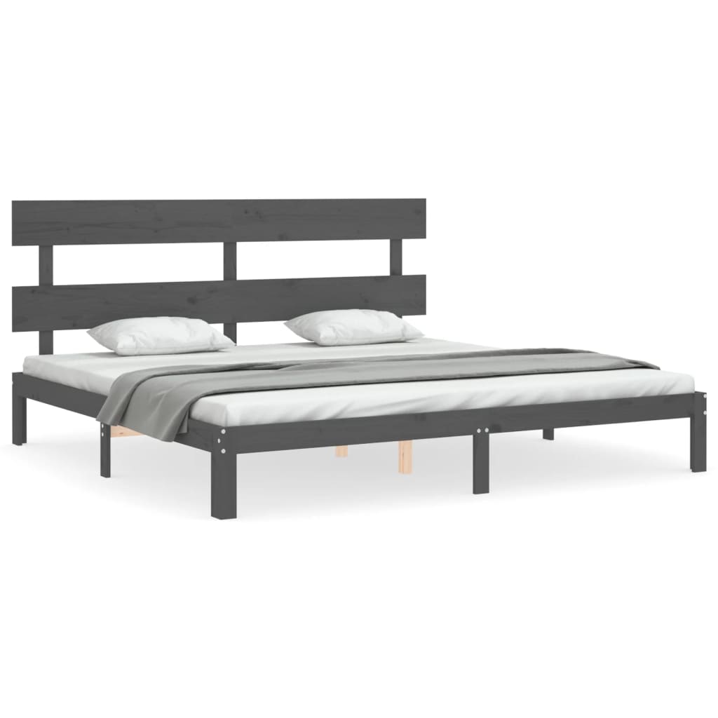 vidaXL Bed Frame without Mattress Grey 200x200 cm Solid Wood Pine