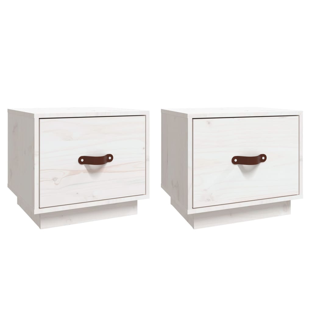 vidaXL Bedside Cabinets 2 pcs White 40x34x35 cm Solid Wood Pine