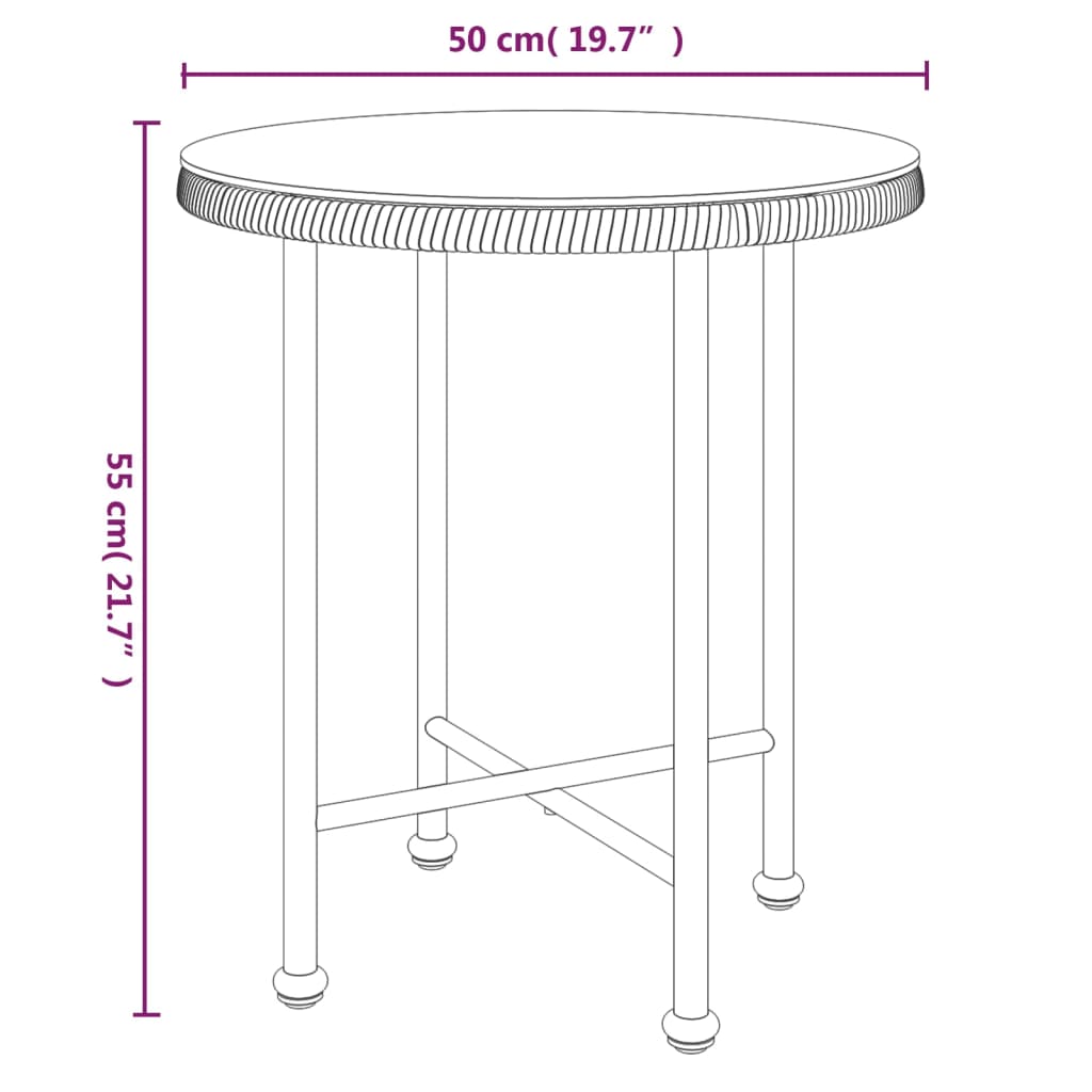 vidaXL 3 Piece Garden Dining Set Black Poly Rattan