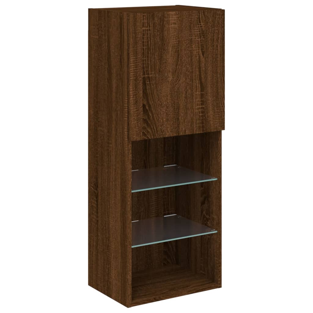 vidaXL 4 Piece TV Wall Units with LED Brown Oak Engineered Wood