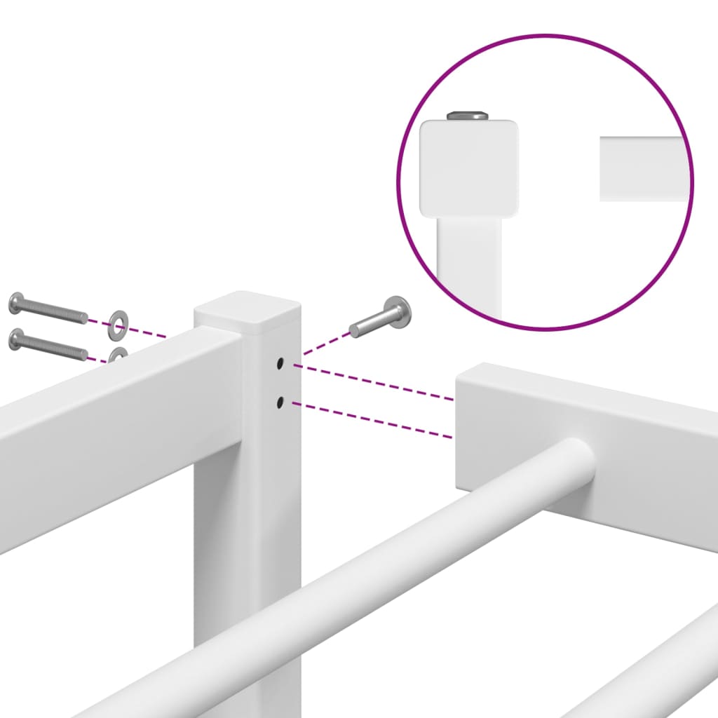 vidaXL Metal Bed Frame White 140x190 cm