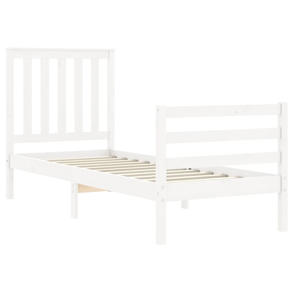 vidaXL Bed Frame without Mattress White Small Single Solid Wood