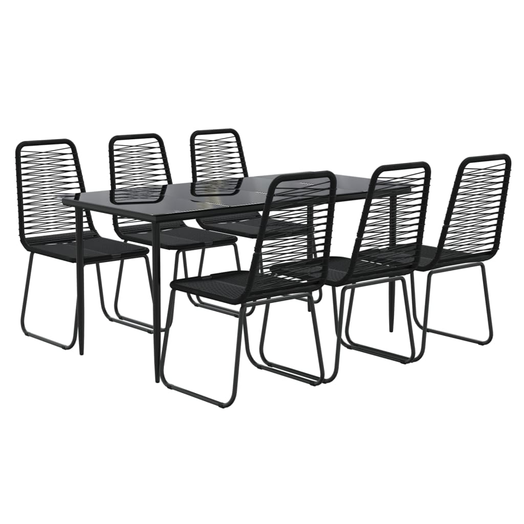 vidaXL 7 Piece Garden Dining Set Black