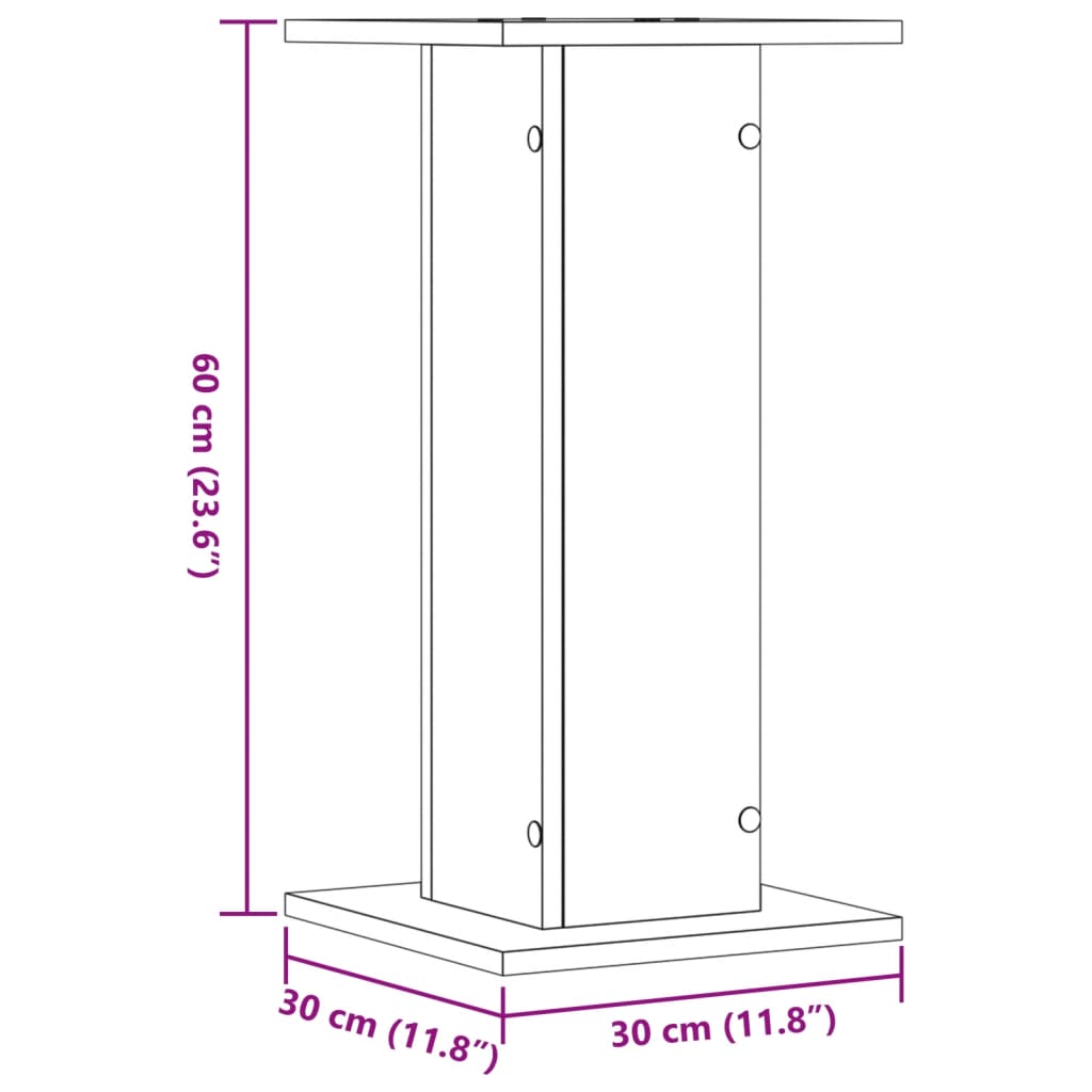 vidaXL Speaker Stands 2 pcs Brown Oak 30x30x60 cm Engineered Wood