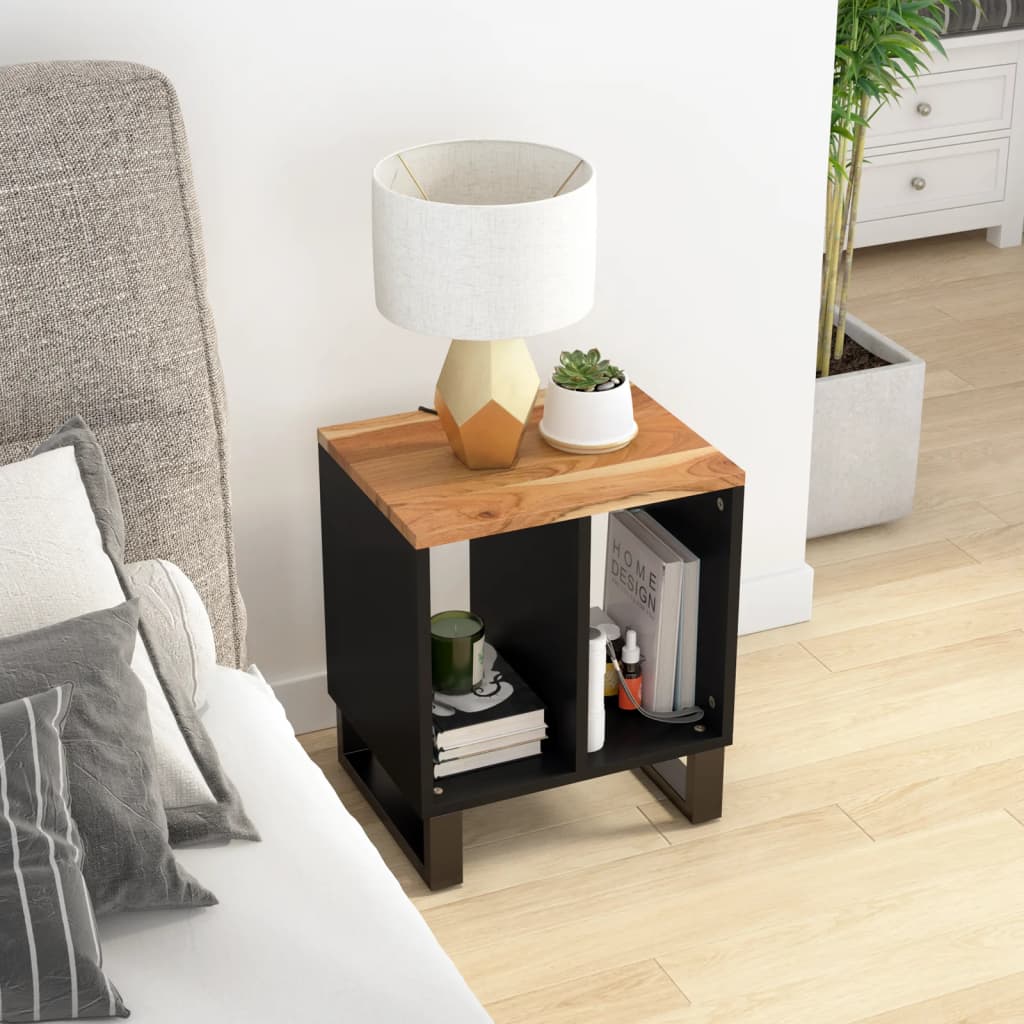 vidaXL Side Table 40x31x46 cm Solid Wood Acacia&Engineered Wood