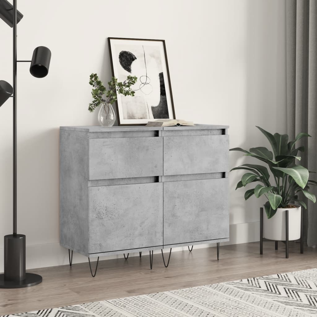 vidaXL Sideboards 2 pcs Concrete Grey 40x35x70 cm Engineered Wood