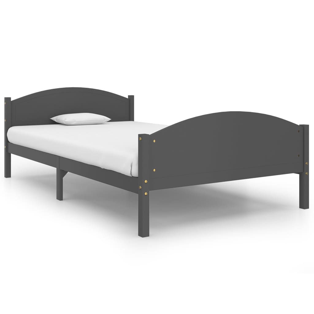 vidaXL Bed Frame without Mattress Dark Grey Solid Pine Wood 120x200 cm