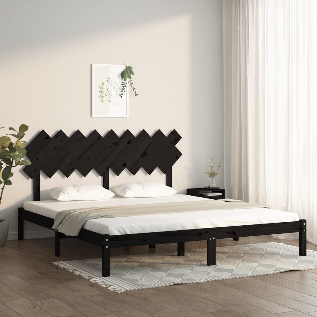 vidaXL Bed Frame without Mattress Black 180x200 cm Super King Solid Wood