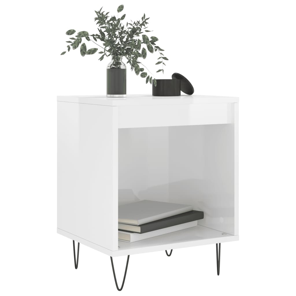 vidaXL Bedside Cabinet High Gloss White 40x35x50 cm Engineered Wood