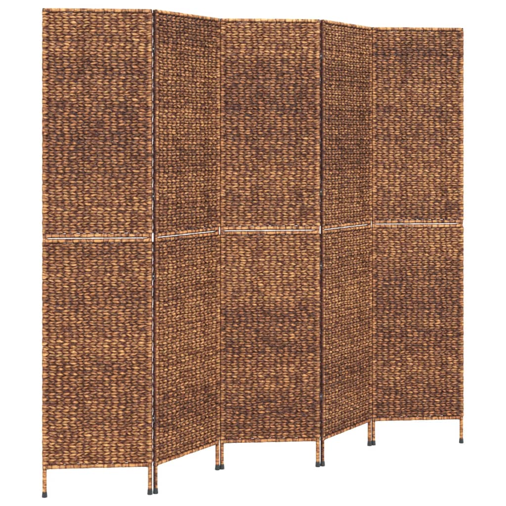 vidaXL Room Divider 5-Panel Brown 205x180 cm Water Hyacinth