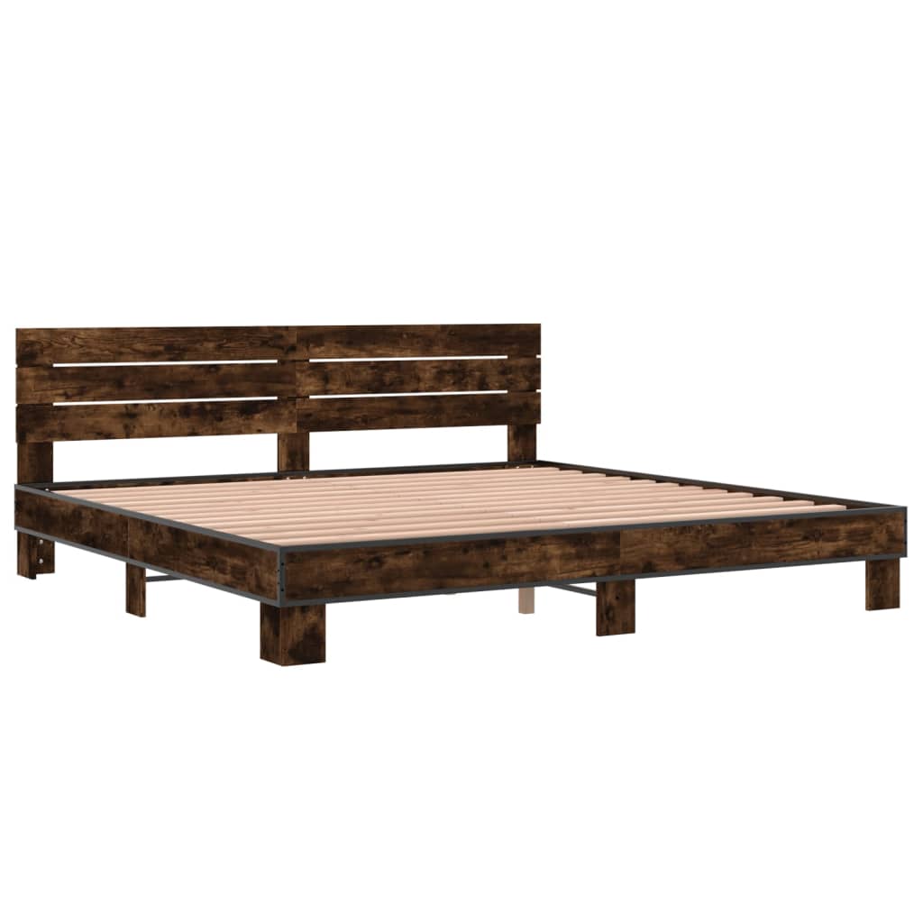 vidaXL Bed Frame without Mattress Smoked Oak 180x200 cm Super King