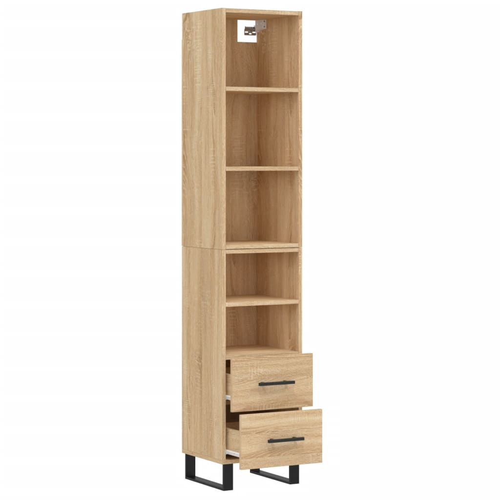 vidaXL Highboard Sonoma Oak 34.5x34x180 cm Engineered Wood