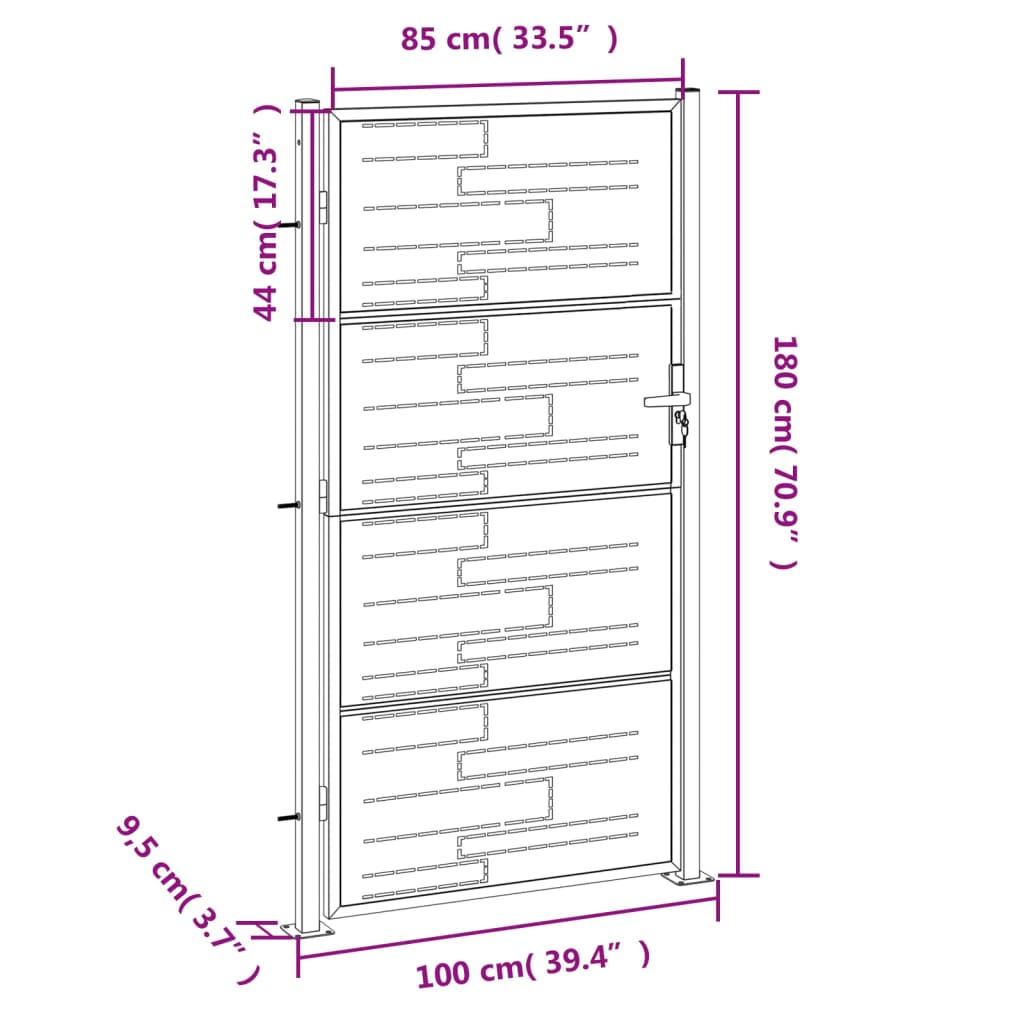 vidaXL Garden Gate 100x180 cm Stainless Steel