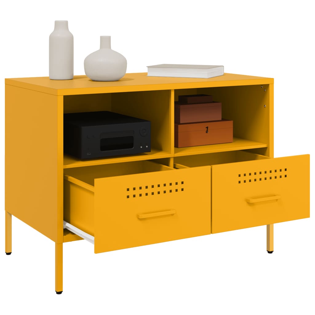 vidaXL TV Cabinet Mustard Yellow 68x39x50.5 cm Steel