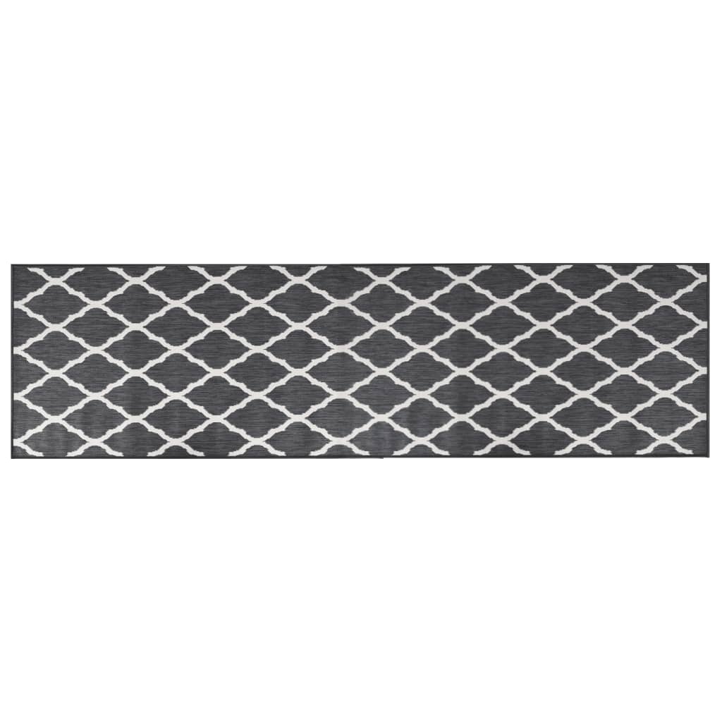 vidaXL Outdoor Rug Grey and White 80x250 cm Reversible Design