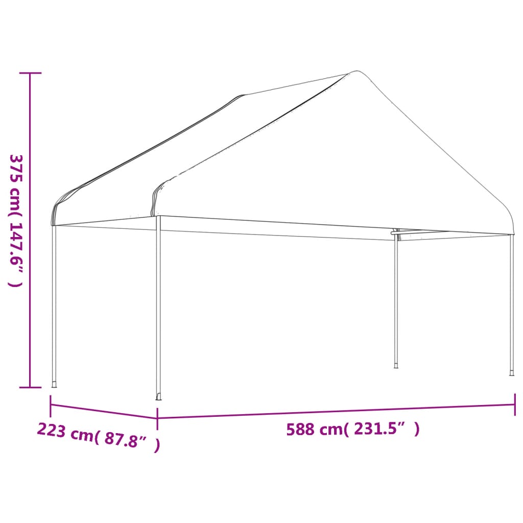 vidaXL Gazebo with Roof White 17.84x5.88x3.75 m Polyethylene