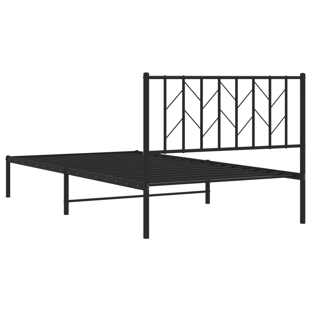 vidaXL Metal Bed Frame without Mattress with Headboard Black 107x203 cm