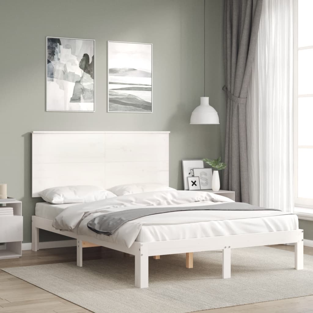 vidaXL Bed Frame without Mattress White Small Double Solid Wood Pine