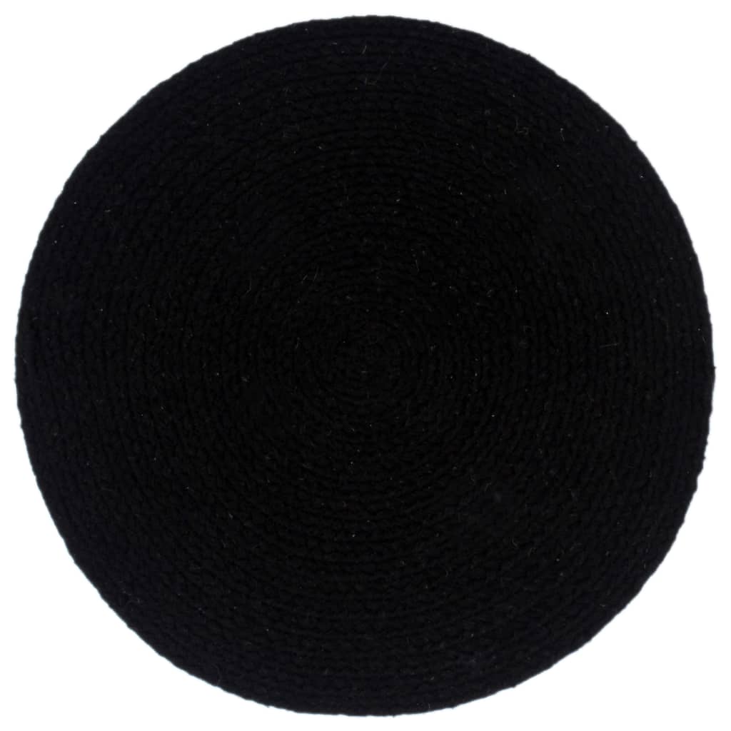 vidaXL Placemats 6 pcs Plain Black 38 cm Round Cotton