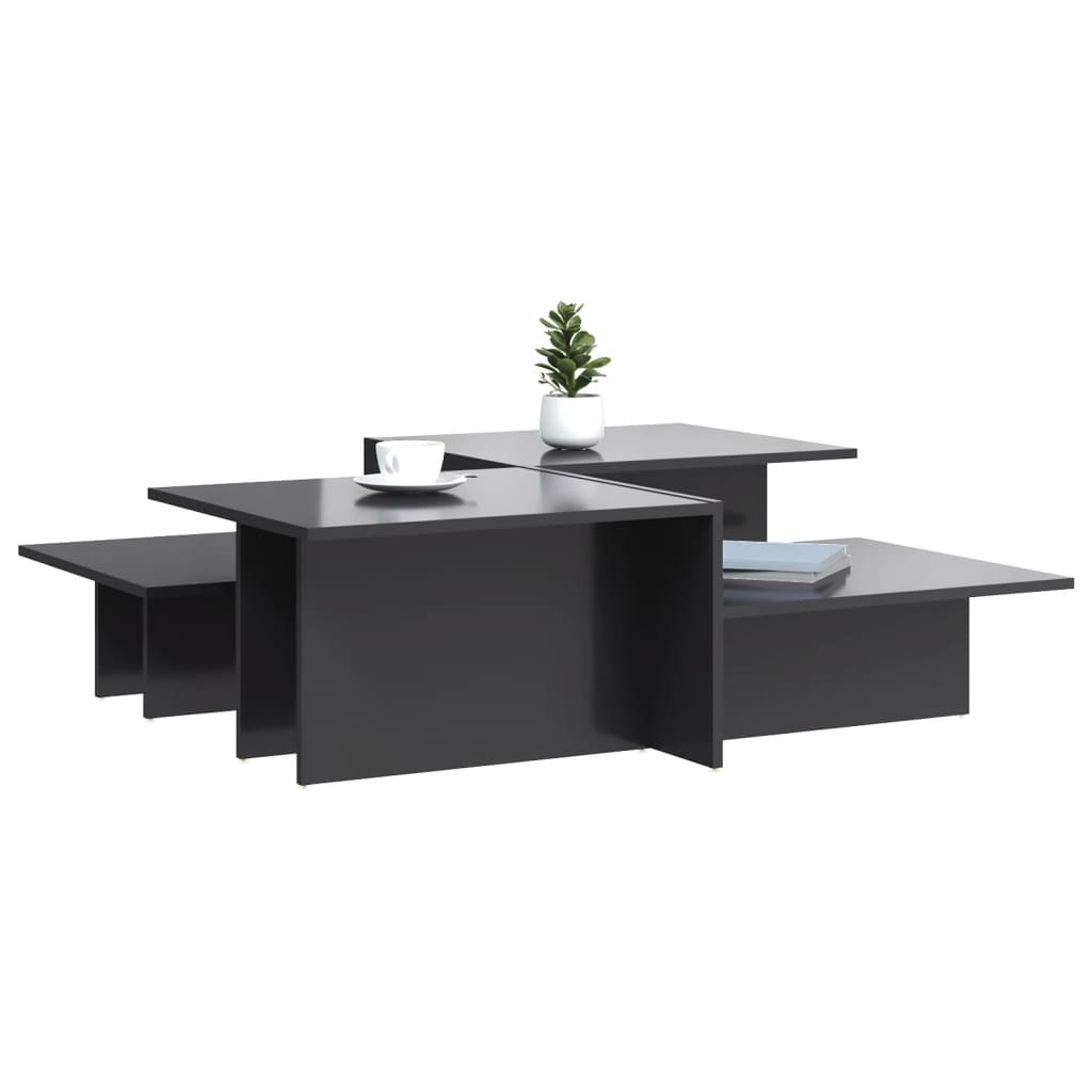 vidaXL Coffee Tables 2 pcs High Gloss Grey Engineered Wood