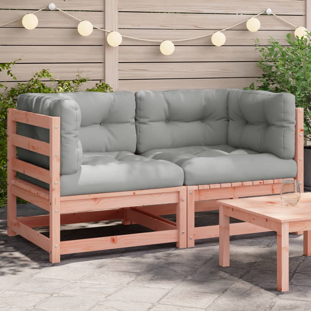 vidaXL Garden Sofas Corner with Cushions 2 pcs Solid Wood Douglas