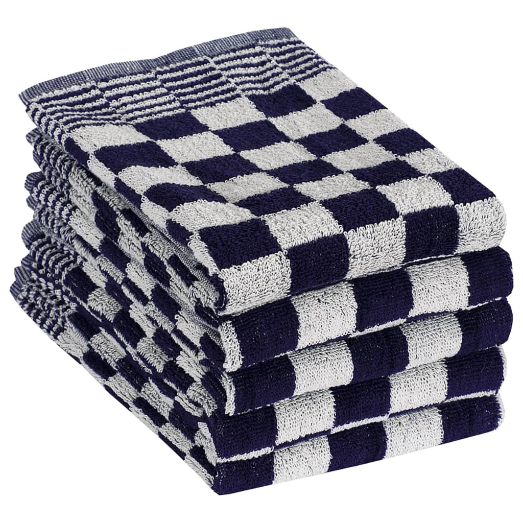 vidaXL 10 Piece Towel Set Blue and White Cotton