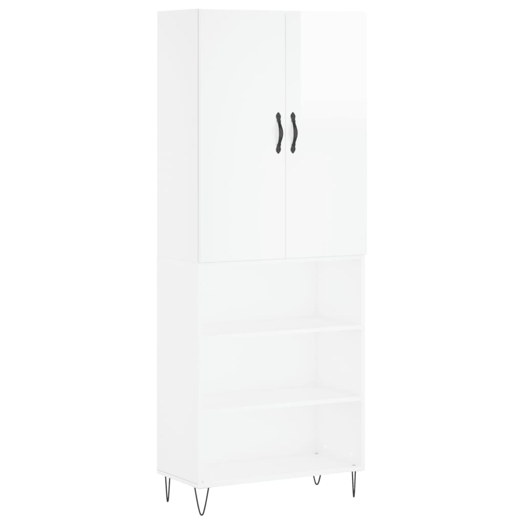 vidaXL Highboard High Gloss White 69.5x34x180 cm Engineered Wood