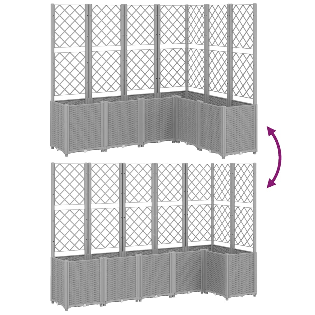 vidaXL Garden Planter with Trellis Light Grey 160x120x140 cm PP