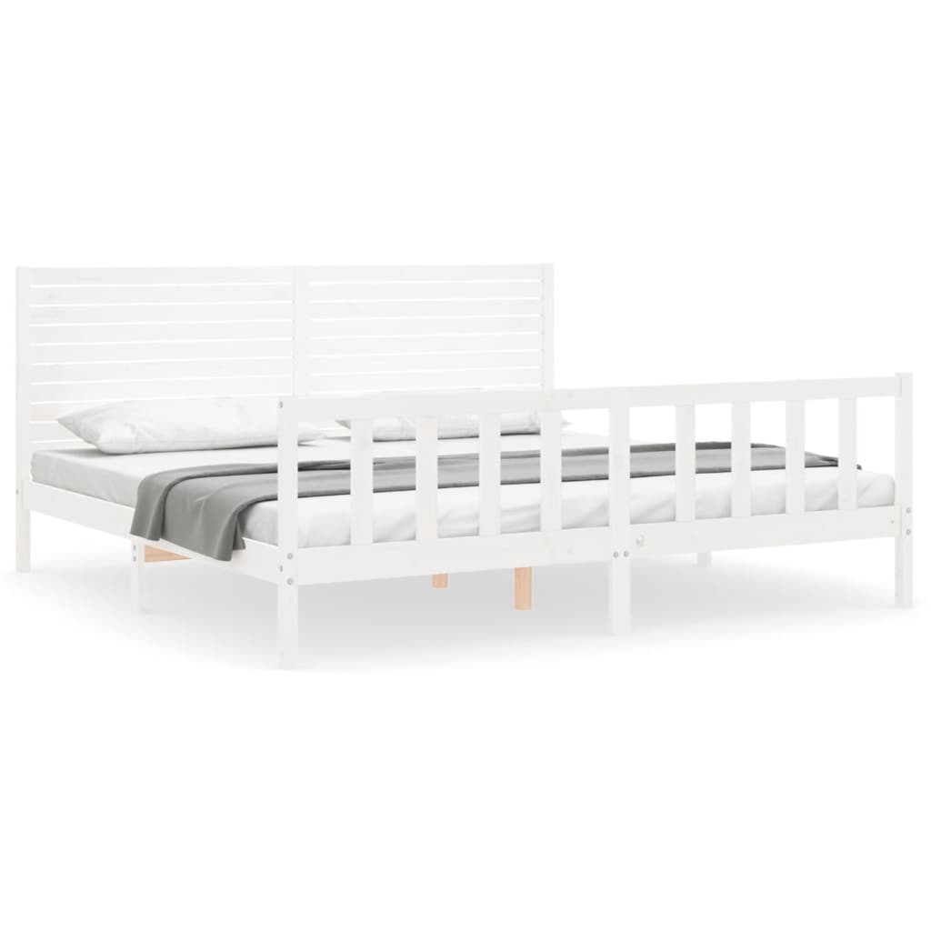 vidaXL Bed Frame without Mattress White 200x200 cm Solid Wood Pine