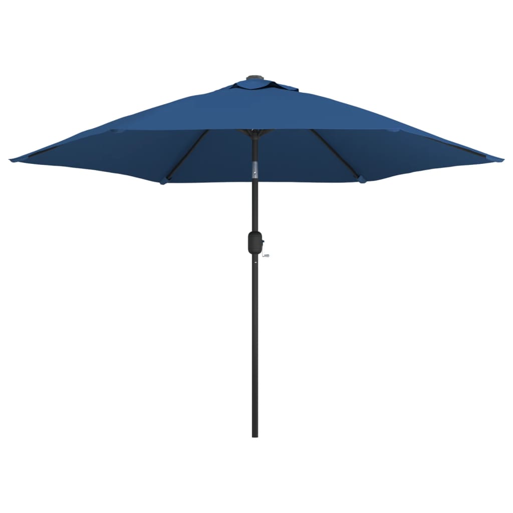 vidaXL Garden Parasol with LED Lights and Steel Pole 300 cm Azure